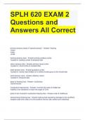 SPLH 620 Exam Questions with Correct Answers