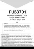 PUB3701 Assignment 2 (ANSWERS) Semester 1 2024 (643193) - DISTINCTION GUARANTEED