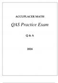 ACCUPLACER MATH QAS LATEST PRACTICE EXAM Q & A 2024