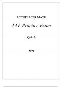 ACCUPLACER MATH AAF LATEST PRACTICE EXAM Q & A 2024