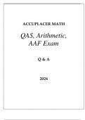 ACCUPLACER MATH QAS, ARITHMETIC, AAF LATEST COMPLETE PRACTICE EXAM Q & A 2024