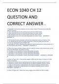 ECON 1040 CH 12 QUESTION AND  CORRECT ANSWER 