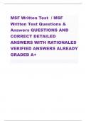 MSF Written Test &sol; MSF Written Test Questions & Answers QUESTIONS AND CORRECT DETAILED ANSWERS WITH RATIONALES VERIFIED ANSWERS ALREADY GRADED A&plus;