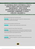 7A GENERAL PEST CONTROLS&colon; UNIT 7&period;  APPLICATION AND MANAGEMENT  EQUIPMENT - TEST YOUR  KNOWLEDGE EXAM &vert; QUESTIONS &  ANSWERS &lpar;VERIFIED&rpar; &vert; LATEST  UPDATE &vert; GRADED A&plus;
