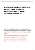  ATI MED SURG PROCTORED 2024  LATEST EXAM DETAILED  QUESTIONS AND CORRECT  ANSWERS GRADED A+ 