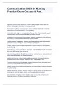 Communication Skills in Nursing Practice Exam Quizzes & Ans&period;&period;