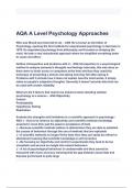 AQA A Level Psychology Approaches Exam Questions with correct Answers 2024/2025( A+ GRADED 100% VERIFIED).