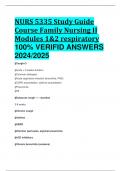 NURS 5335 Study Guide Course Family Nursing II Modules 1&2 respiratory 100% VERIFID ANSWERS  2024/2025
