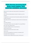 HOSA Nursing Assisting Study  Guide Latest Update 100%  VERIFIED ANSWERS 2024/2025