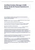 Certified Aviation Manager &lpar;CAM&rpar; Study Guide &num;3 Passed Questions & Answers&hellip;