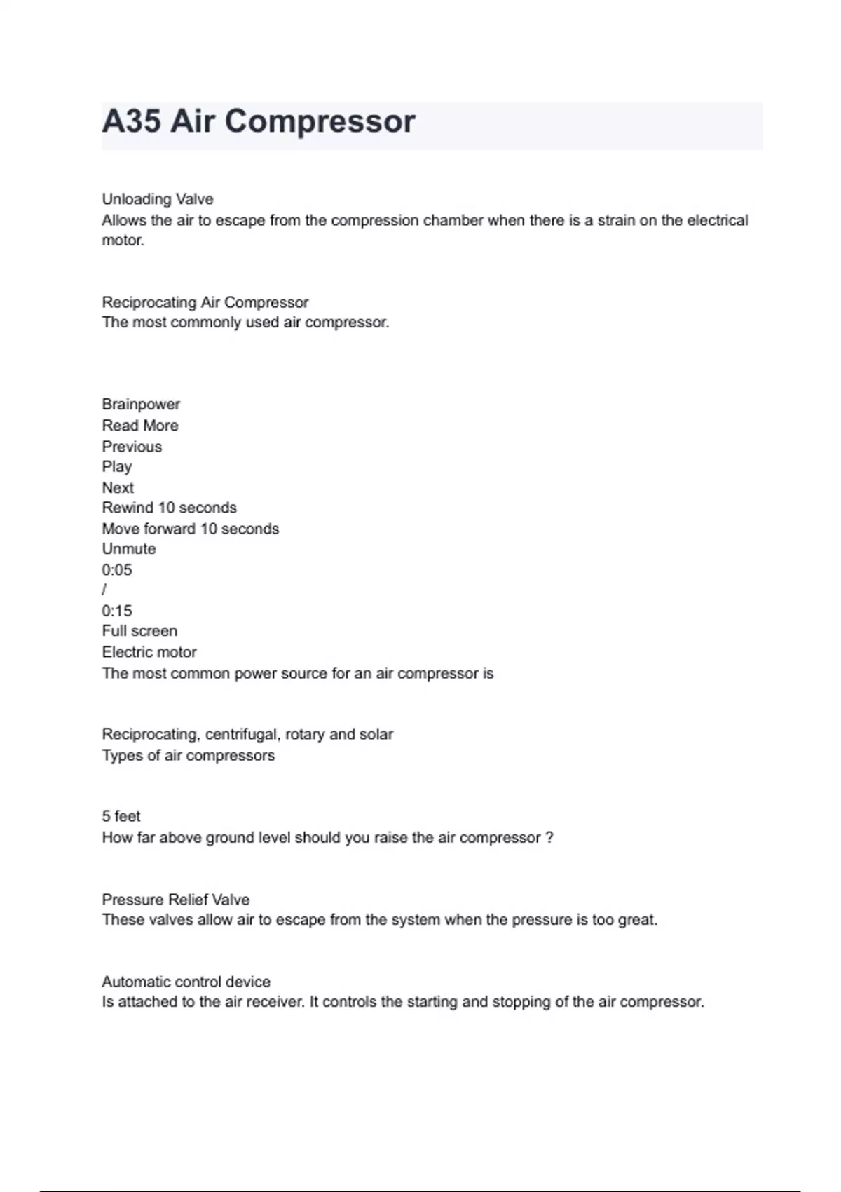 A35 Air Compressor Exam 2024 Questions & Answers Guaranteed Pass ...