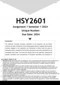 HSY2601 Assignment 1 &lpar;ANSWERS&rpar; Semester 1 2024  - DISTINCTION GUARANTEED