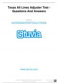 Texas All Lines Adjuster Test - Questions And Answers