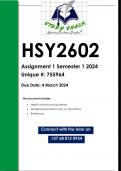 HSY2602 Assignment 1 (QUALITY ANSWERS) Semester 1 2024