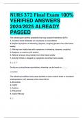 BEST ANSWERS NURS 372 Final Exam 100%  VERIFIED ANSWERS  2024/2025 ALREADY  PASSED