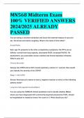 BEST ANSWERS MN568 Midterm Exam 100% VERIFIED ANSWERS  2024/2025 ALREADY  PASSED