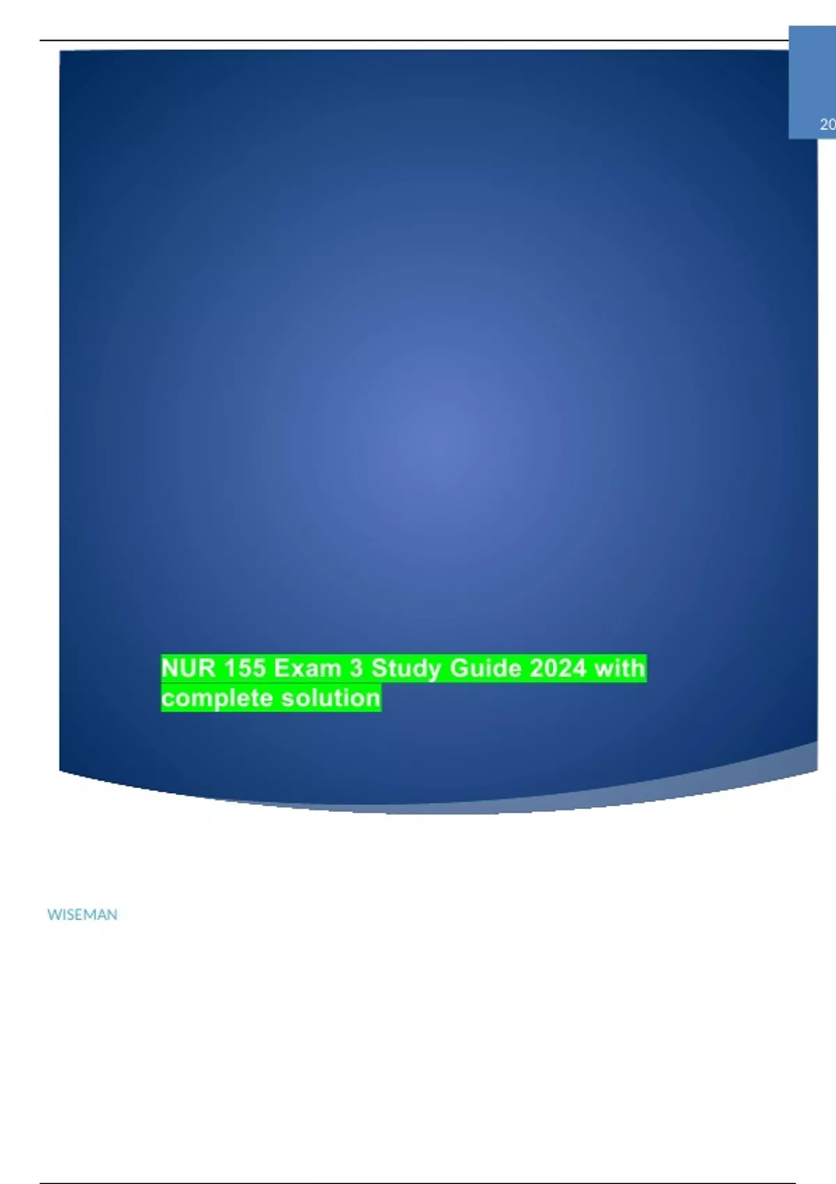 NUR 155 Exam 3 Study Guide 2024 with complete solution - Galen - Stuvia US