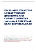 FINAL AHIP EXAM TEST  LATEST VERSION  QUESTIONS AND  CORRECT ANSWERS  2023-2024 | AHIP FINAL  EXAM TEST REAL EXAM     