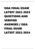 ISSA FINAL EXAM  LATEST 2022-2024  QUESTIONS AND  VERIFIED  ANSWERS &sol; ISSA  FINAL EXAM  LATEST 2022-2024      