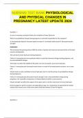 NURSING TEST BANK PHYSIOLOGICAL AND PHYSICAL CHANGES IN PREGNANCY LATEST UPDATE 2024