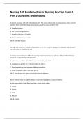 Nursing 101 Fundamentals of Nursing Practice Exam 1, Part 1 Questions and Answers