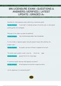 MN LICENSURE EXAM &vert; QUESTIONS &  ANSWERS &lpar;VERIFIED&rpar; &vert; LATEST  UPDATE &vert; GRADED A&plus;