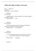 APOL.220 Quiz 8 Answers ( Latest 4 version Q & A), APOL 220: INTRODUCTION TO APOLOGETICS, Liberty University.