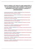 2024 FLORIDA LIFE HEALTH AND ANNUITIES 215 450 QUESTIONS AND CORRECT DETAILED ANSWERS 2023-2024 UPDATE ALREADY A GRADED|NEW!! 