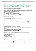 Florida General Lines Agent Exam | 208 Questions and Answers 100% Correct | Graded A+ | 2024