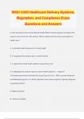 WGU C425 Healthcare Delivery Systems, Regulation, and Compliance Exam Questions and Answers
