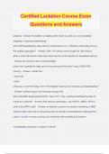 Certified Lactation Course Exam Questions and Answers