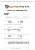 Grade 9 Natural Sciences (NS) March Paper and Memo - 2024