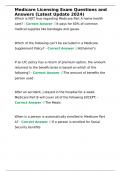 Medicare Licensing Exam Questions and Answers &lpar;Latest Update 2024&rpar;