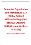 Test Bank For Computer Organization and Architecture 11th Edition (Global Edition) By William Stallings (All Chapters, 100% Original Verified, A+ Grade) 
