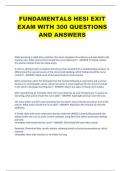 FUNDAMENTALS HESI EXIT EXAM WITH 300 QUESTIONS AND ANSWERS