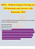 HESI - Medical Surgical Nursing test 170 Questions and Answers with Rationales 2024