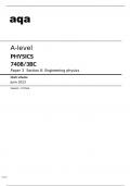 aqa A-level PHYSICS (7408/3BC) Paper 3 Section B Engineering physics Mark scheme June 2023