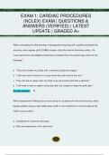 EXAM 1&colon; CARDIAC PROCEDURES  &lpar;NCLEX&rpar; EXAM &vert; QUESTIONS &  ANSWERS &lpar;VERIFIED&rpar; &vert; LATEST  UPDATE &vert; GRADED A&plus;