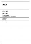 aqa A-level PHYSICS (7408/3BA) Paper 3 Section B Astrophysics Question Paper and Mark scheme June2023