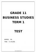 Grade 11 Business Studies (BS) March Paper and Memo - 2024