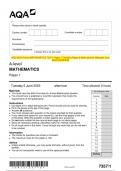 2023 AQA A-level MATHEMATICS 7357/1 Paper 1 Question Paper & Mark scheme (Merged) June 2023 [VERIFIED]