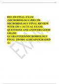 BIO 250 FINAL EXAM  (MICROBIOLOGY)/BIO 250  MICROBIOLOGY FINAL REVIEW WITH 150 + (ACTUAL EXAM)  QUESTIONS AND ANSWERS GOOD  GRADE  GUARANTEED/MICROBIOLOGY  FINAL 250 BIO ALREADYIGRADED  A+
