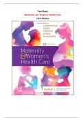 Test Bank For Maternity and Women's Health Care  12th Edition By Deitra Leonard Lowdermilk, Shannon E. Perry, Mary Catherine Cashion, Ellen Olshansky, Kathryn Rhodes Alden |All Chapters,  Year-2024|