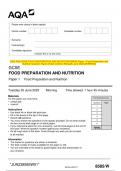 2023 AQA GCSE FOOD PREPARATION AND NUTRITION 8585/W Paper 1 Food Preparation and Nutrition Question Paper & Mark scheme (Merged) June 2023 [VERIFIED]