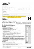 2023 AQA GCSE GERMAN 8668/LH Paper 1 Listening Higher Tier Question Paper & Mark scheme (Merged) June 2023 [VERIFIED]
