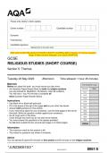 2023 AQA GCSE RELIGIOUS STUDIES (SHORT COURSE) 8061/5 Section 5 Themes Question Paper & Mark scheme (Merged) June 2023 [VERIFIED]
