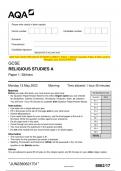 2023 AQA GCSE RELIGIOUS STUDIES A 8062/17 Paper 1: Sikhism Question Paper & Mark scheme (Merged) June 2023 [VERIFIED]