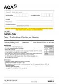 2023 AQA GCSE SOCIOLOGY 8192/1 Paper 1 The Sociology of Families and Education Question Paper & Mark scheme (Merged) June 2023 [VERIFIED]