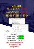 MNO3701 ASSIGNMENT 1 + ASSIGNMENT 2 SEMESTER 1 2024 (BOTH 100%)