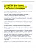 NCMA CPCM Quiz - Contract Management Body of Knowledge (CMBOK) Complete Solutions